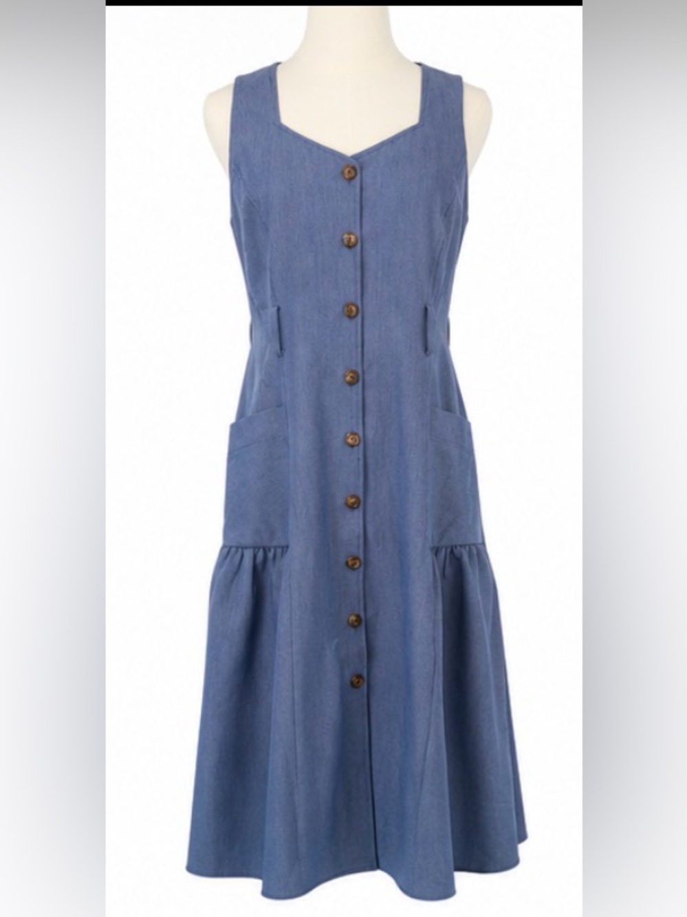 Maison Tara Denim Blue Button Front Midi Dress NWT Size 8